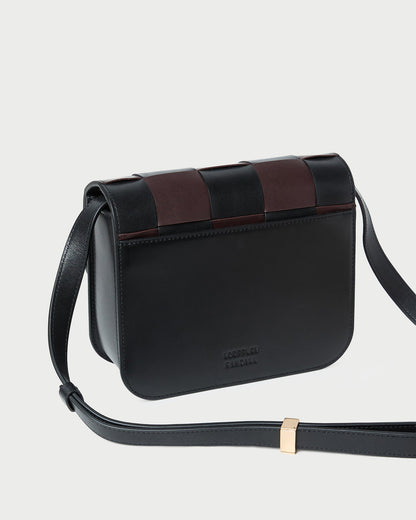 Desi Black/Espresso Woven Leather Crossbody | Loeffler Randall Women