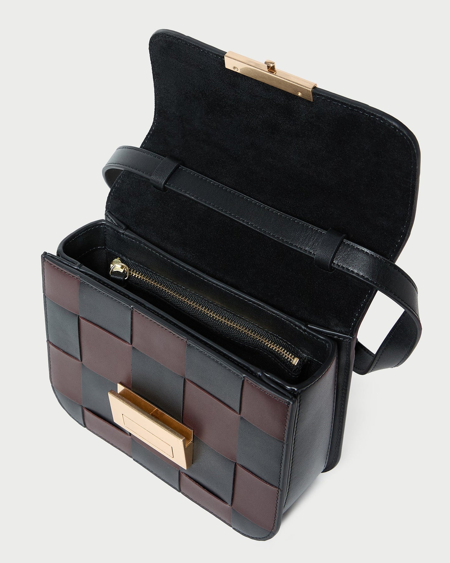 Desi Black/Espresso Woven Leather Crossbody | Loeffler Randall Women