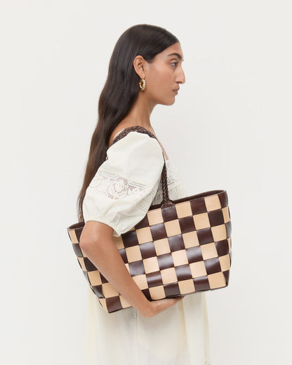 Klara Brown/Butter Woven Leather Tote | Loeffler Randall Women