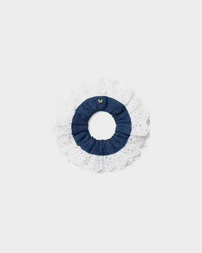 Dolly Denim/Cream Embroidered Scrunchie | Loeffler Randall Women