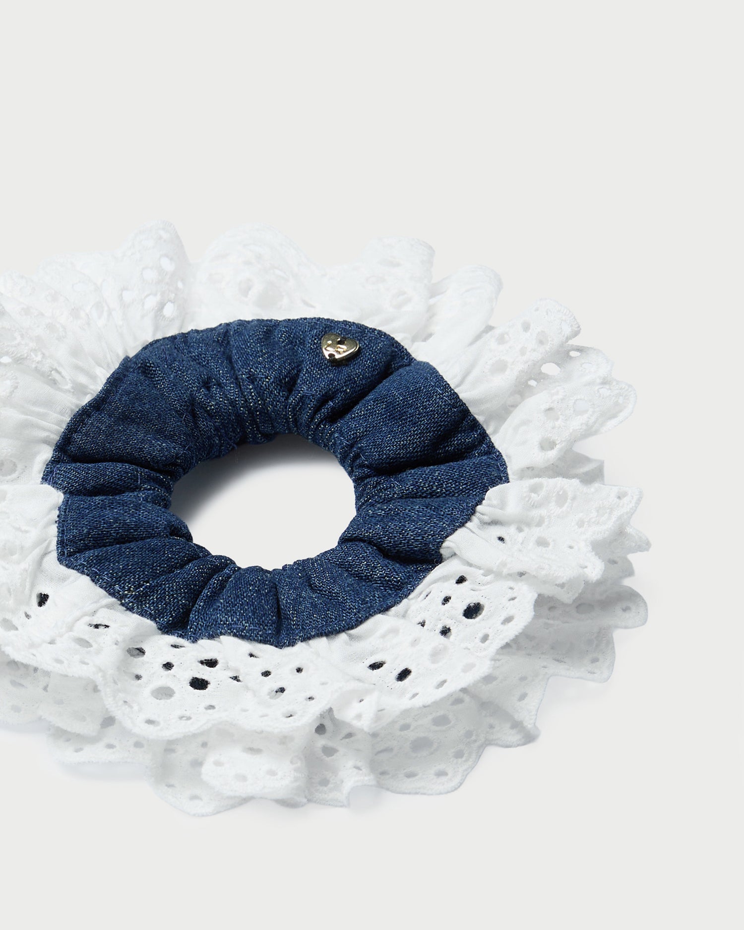 Dolly Denim/Cream Embroidered Scrunchie | Loeffler Randall Women