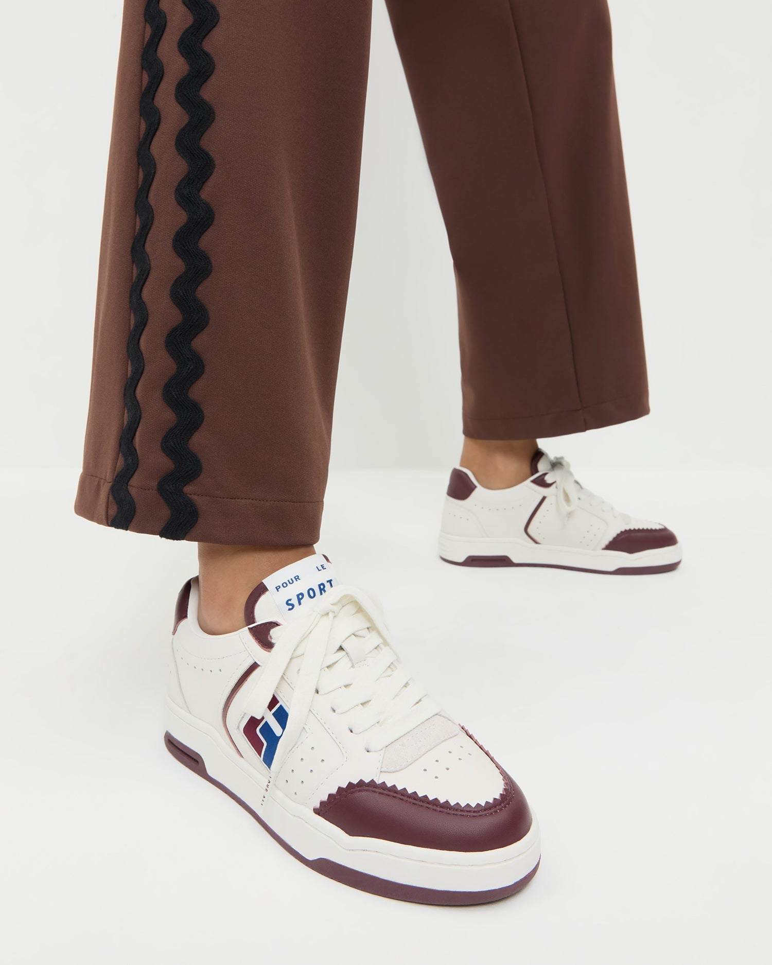 Topspin Cream/Maroon Court Sneaker | Loeffler Randall Women