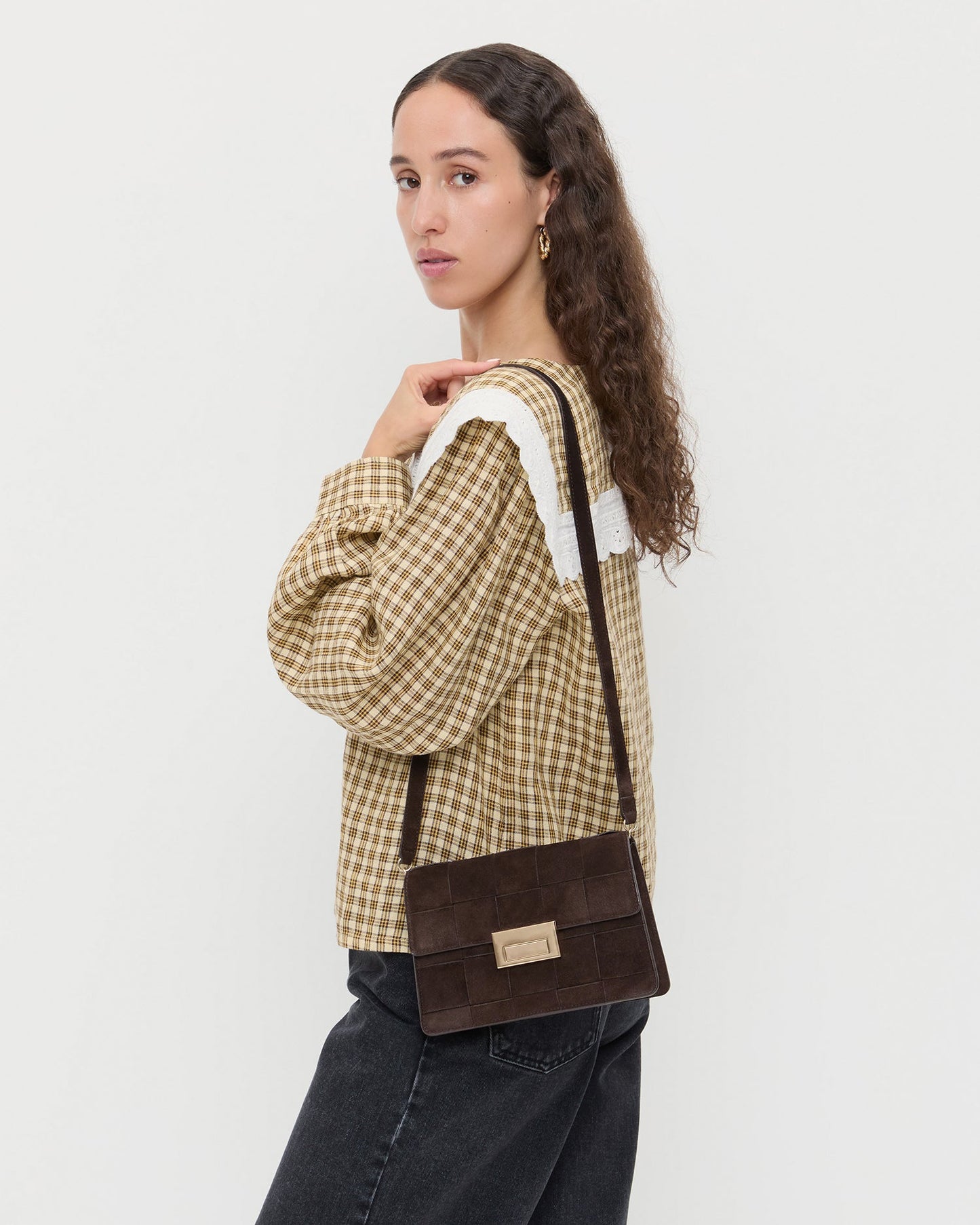 Delphine Brown Suede Shoulder Bag | Loeffler Randall Women