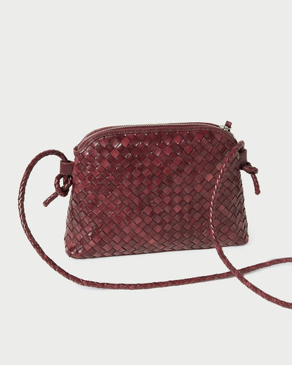 Mallory Maroon Woven Leather Crossbody | Loeffler Randall Women