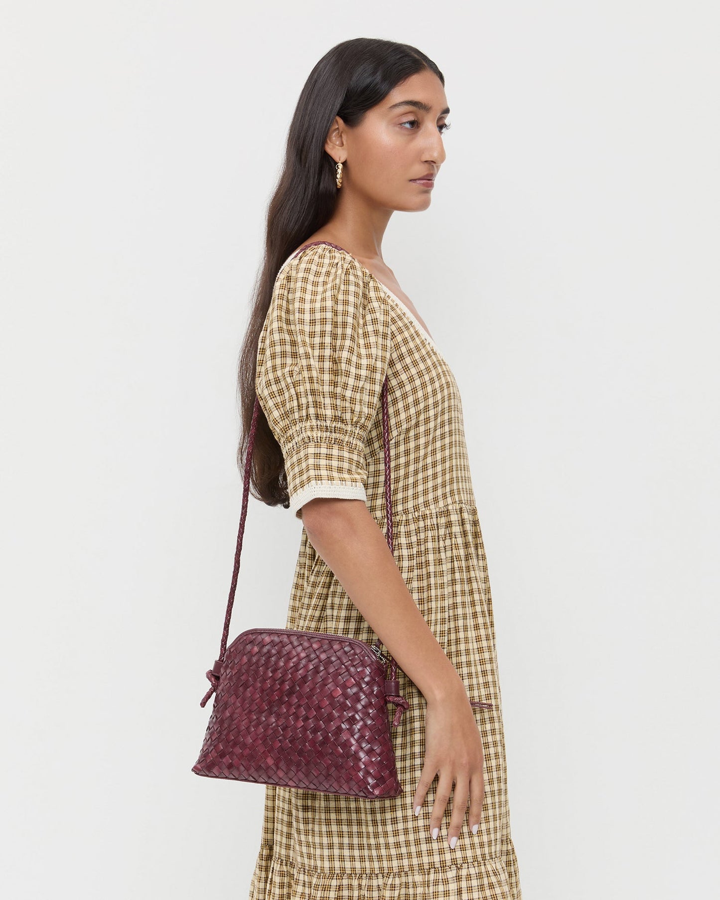 Mallory Maroon Woven Leather Crossbody | Loeffler Randall Women