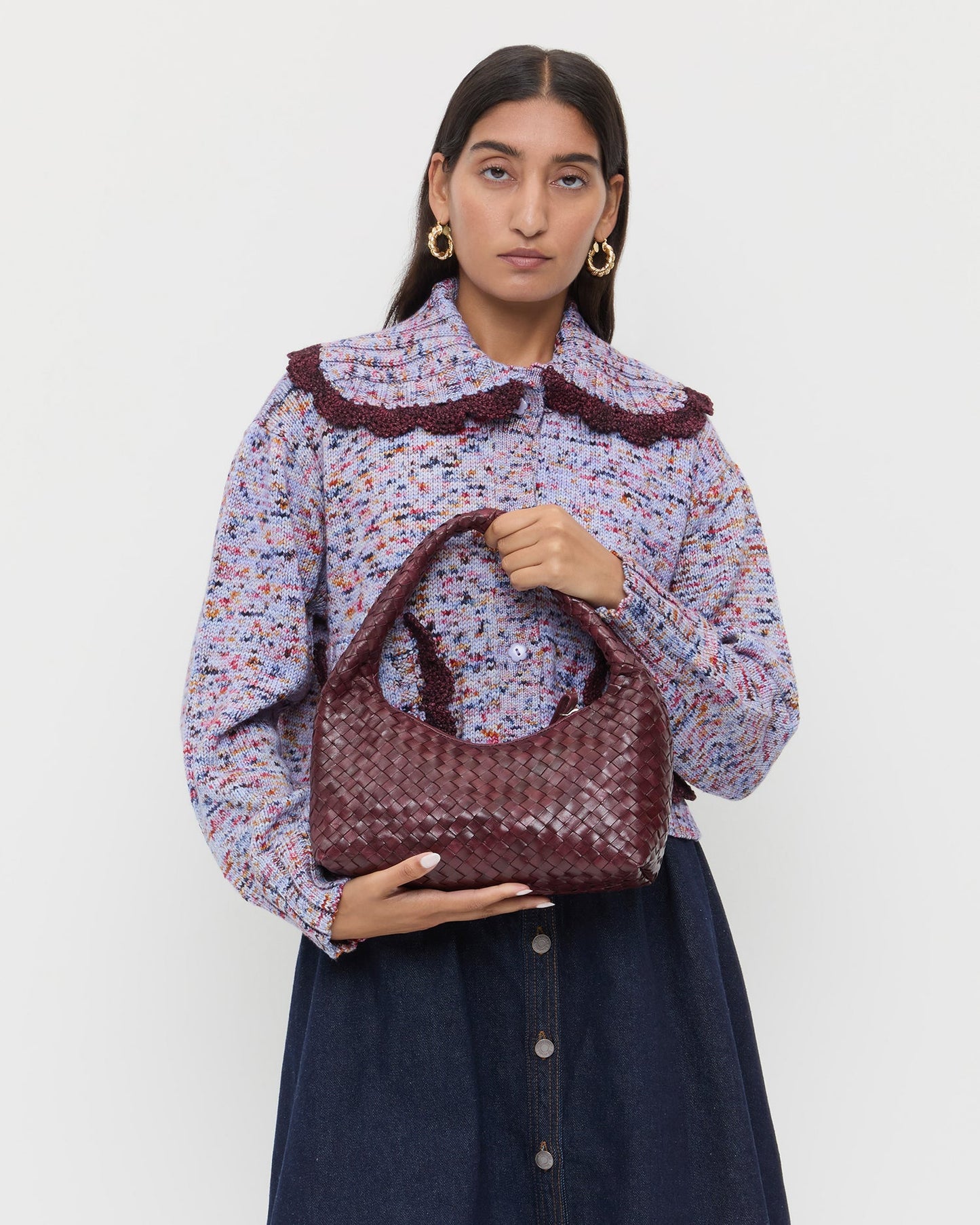 Mercer Maroon Woven Shoulder Bag | Loeffler Randall Women