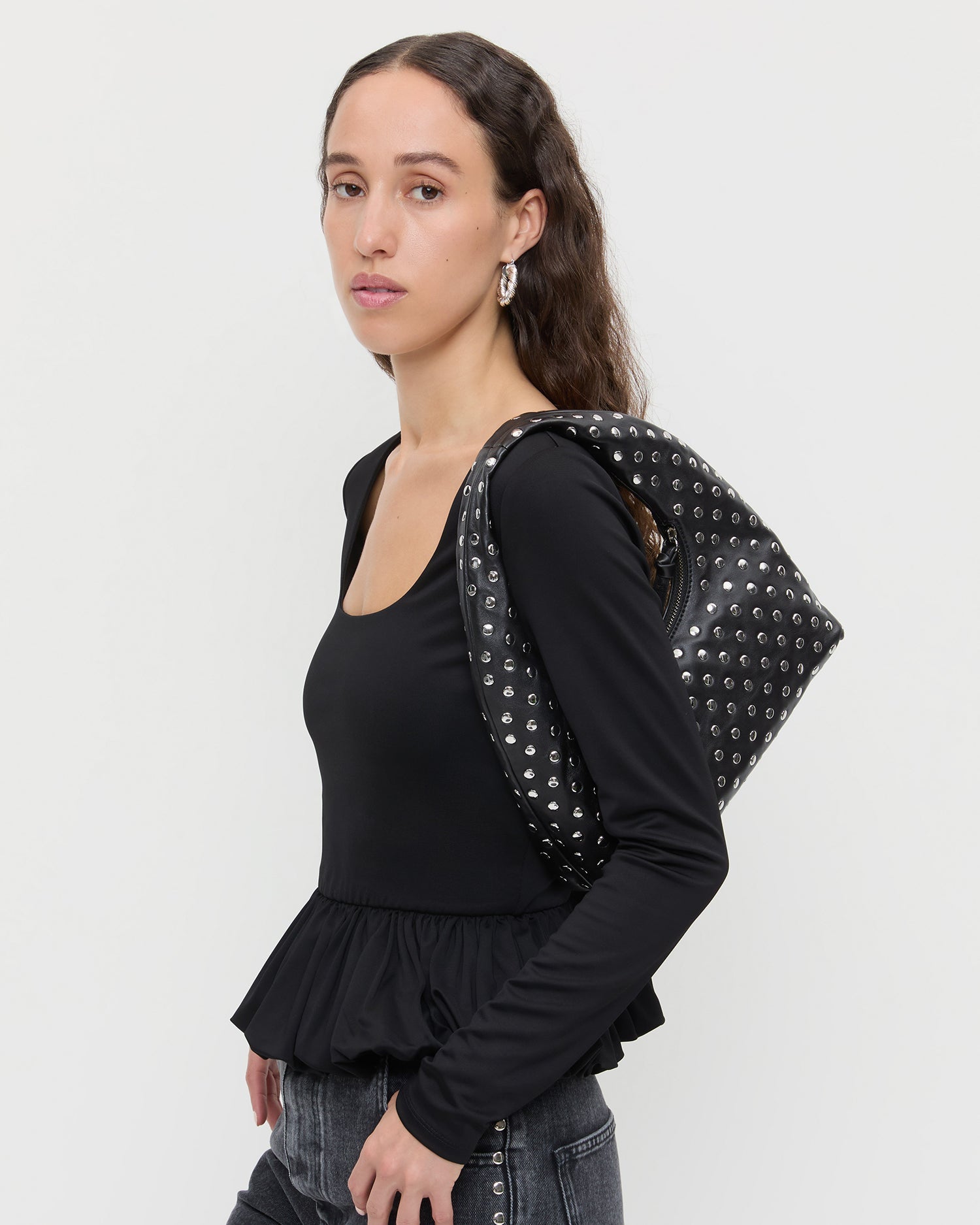 Mercer Black/Silver Leather Shoulder Bag | Loeffler Randall Women