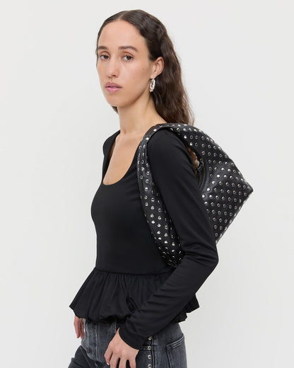 Mercer Black/Silver Leather Shoulder Bag | Loeffler Randall Women