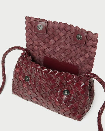 Vinnie Maroon Woven Leather Crossbody | Loeffler Randall Women