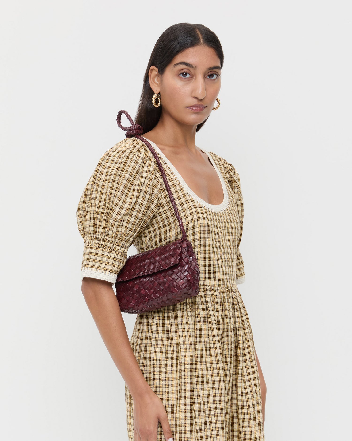 Vinnie Maroon Woven Leather Crossbody | Loeffler Randall Women