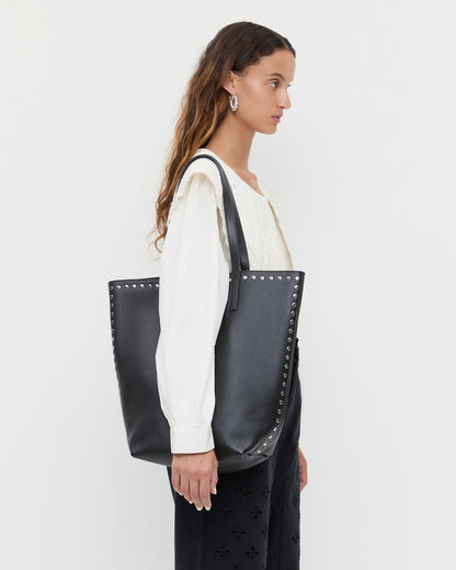 Walker Black/Silver Leather Tote | Loeffler Randall Women