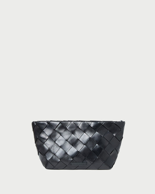 Melina Black Woven Leather Clutch | Loeffler Randall Women