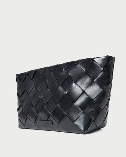 Melina Black Woven Leather Clutch | Loeffler Randall Women