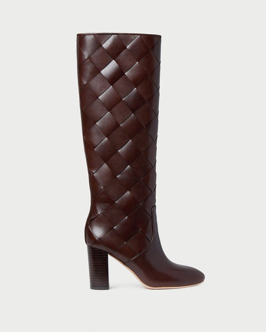 Goldy Espresso Woven Leather Tall Boot | Loeffler Randall Women