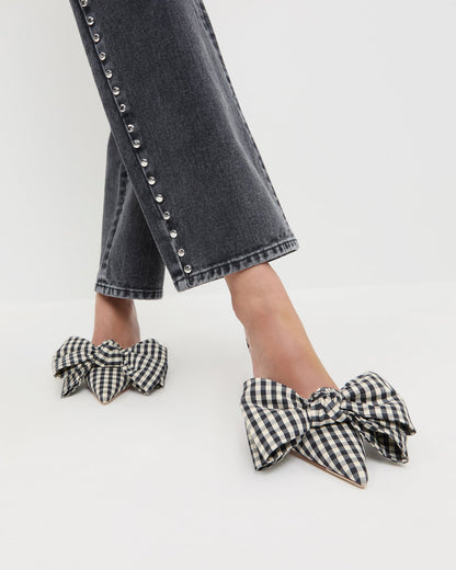 Margot Black/White Gingham Bow Mule | Loeffler Randall Women
