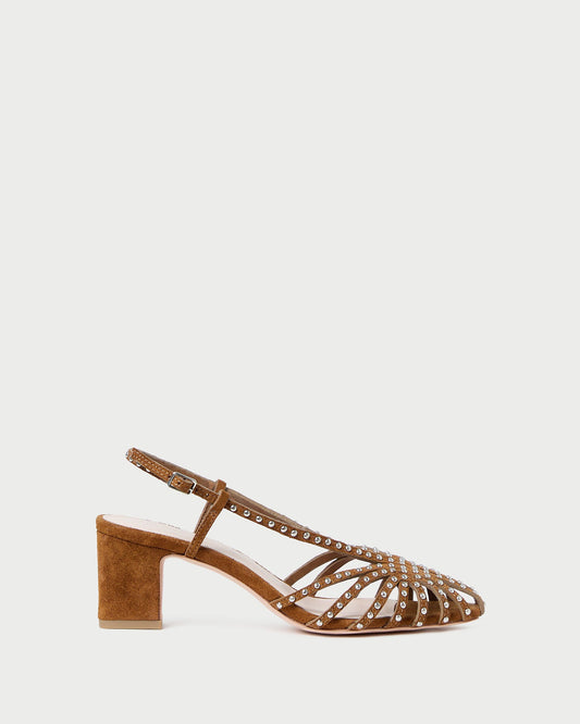 Priscilla Cacao/Silver Suede Heeled Sandal | Loeffler Randall Women