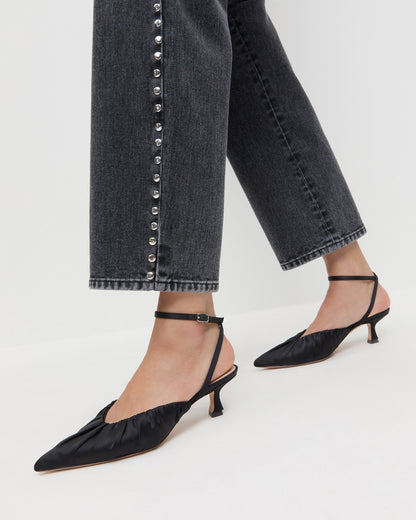 Rio Black Satin Kitten Heel | Loeffler Randall Women
