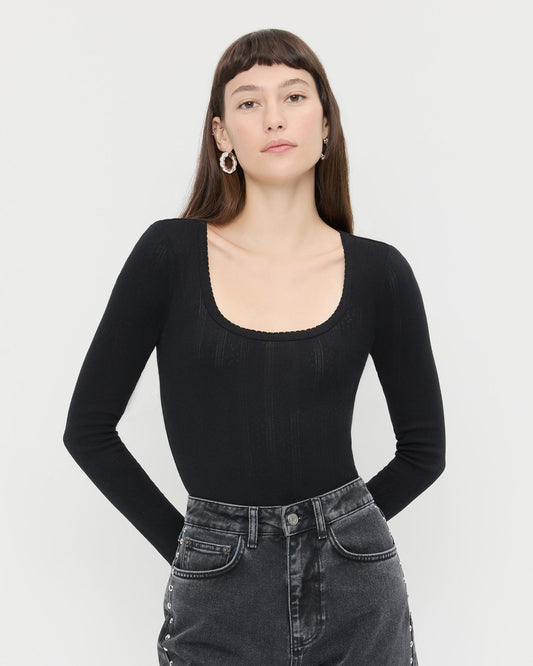 Kaya Pointelle Long-Sleeve Bodysuit | Loeffler Randall Women